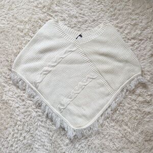 Wet Seal Cable-Knit Fringe Poncho